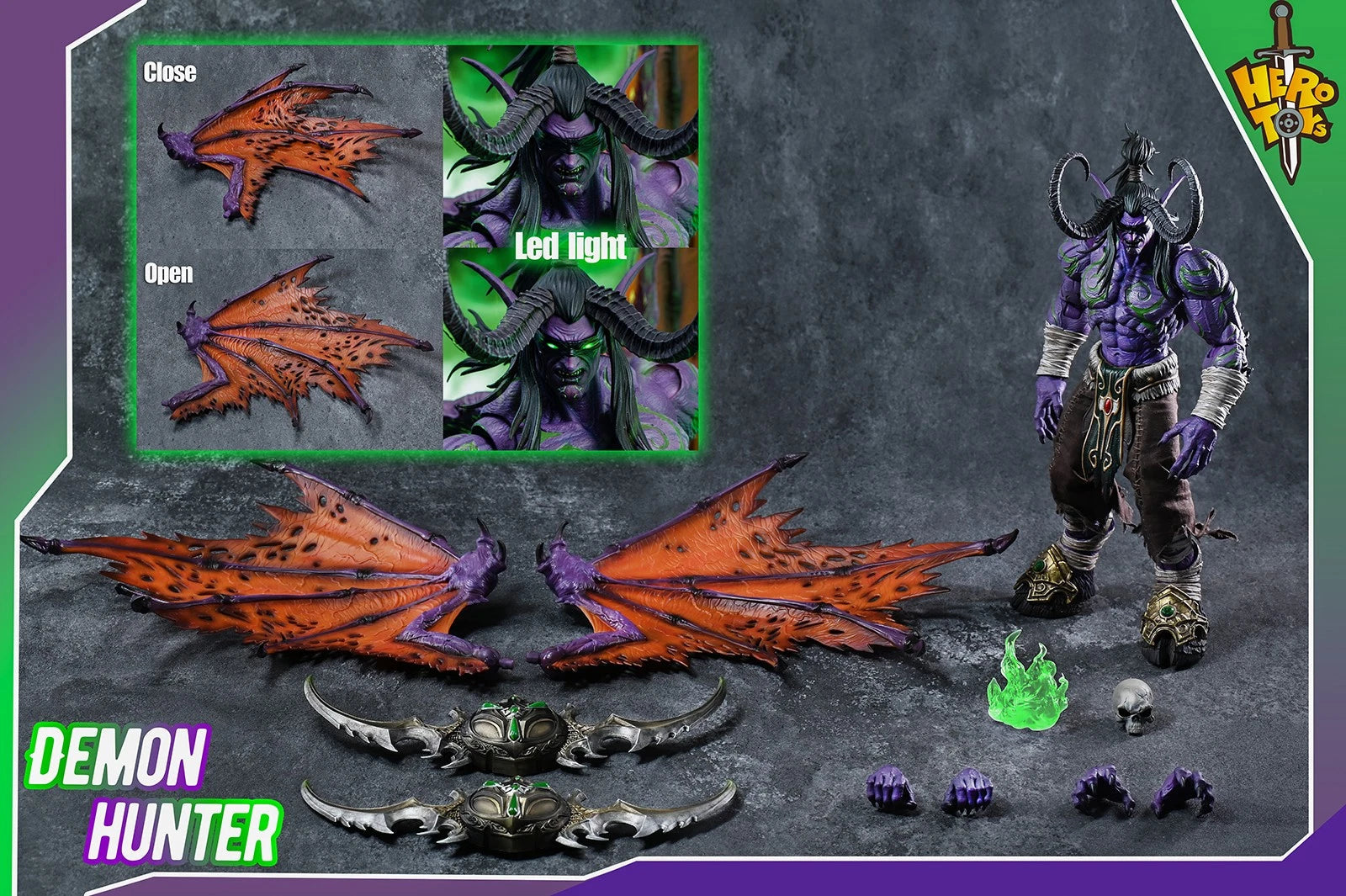 Hero Toys Illidan Stormrage wow 1/10 Demon Hunter Action Figure 6'' 2024 Toy WOW - KOEEK
