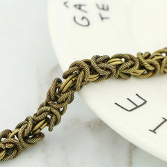 Copper Zodiac Dragon Head Bracelet Men Women Metal Bangle Handcrafted Jewelry 07FC0E-D4 - KOEEK