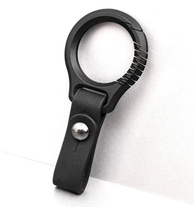EDC Titanium Alloy Leather Car Keychain Portable Key Ring Waist Hanging Pendant 07FC0E-D4 - KOEEK