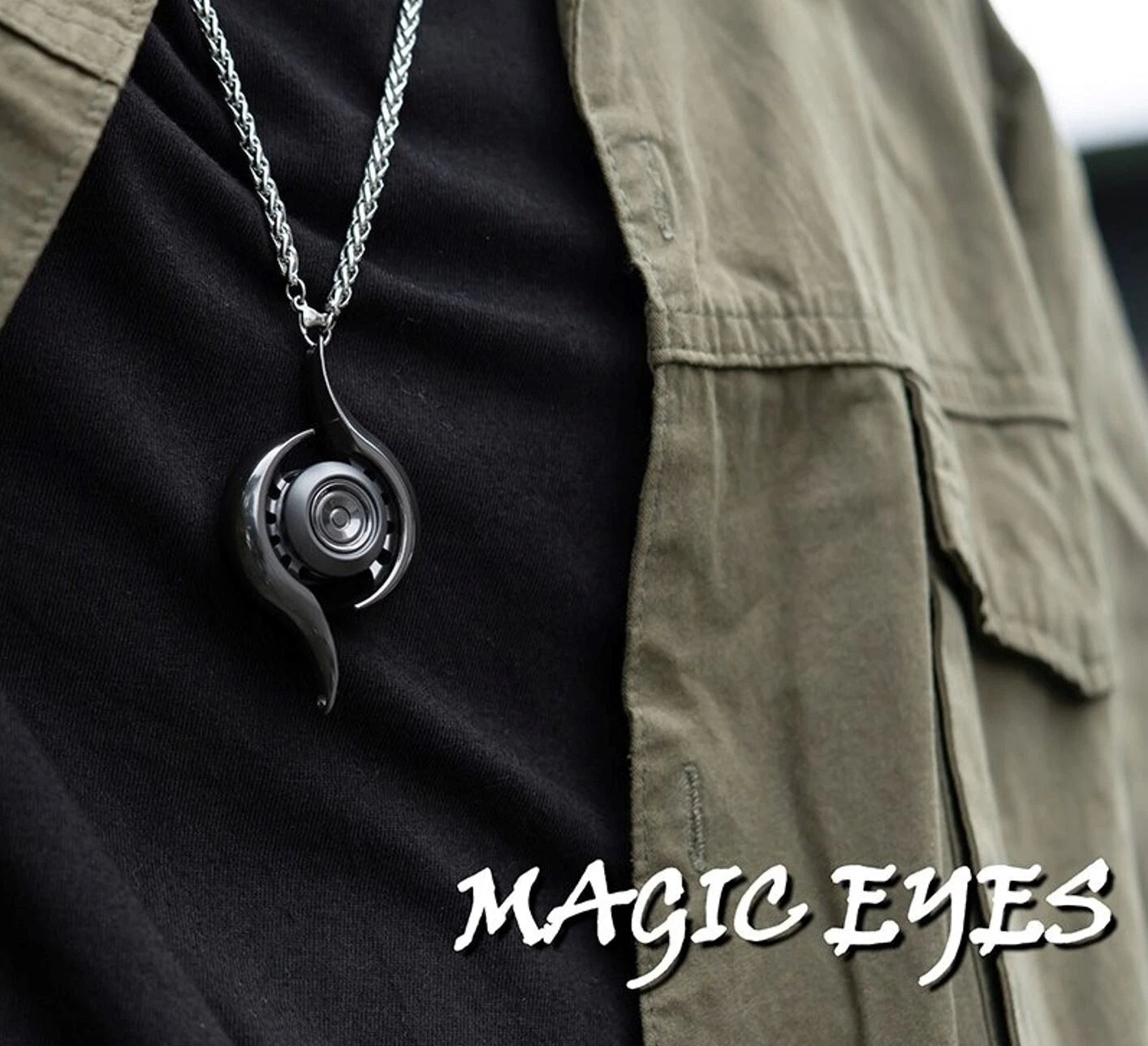 Magic Eyes Stainless Steel Hand Gyro Fidget Spinner Clicker for Collection 07FC0E-D4 - KOEEK