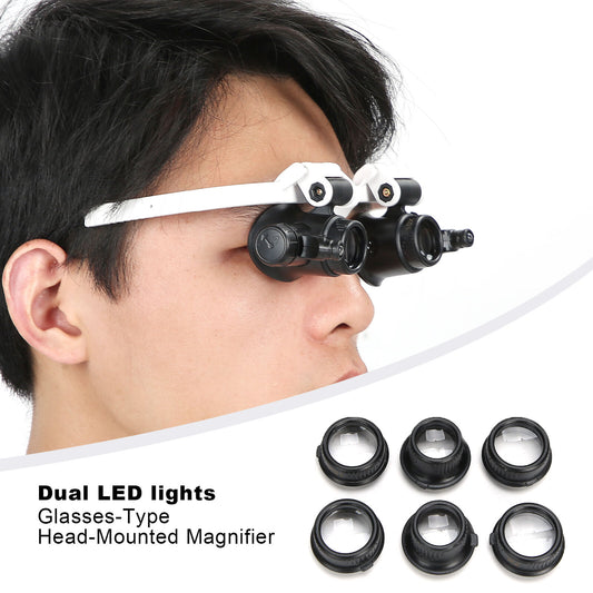 new Headband Magnifier Glasses Hands LED Light Head Loupe For Jeweler Repai koeek - KOEEK