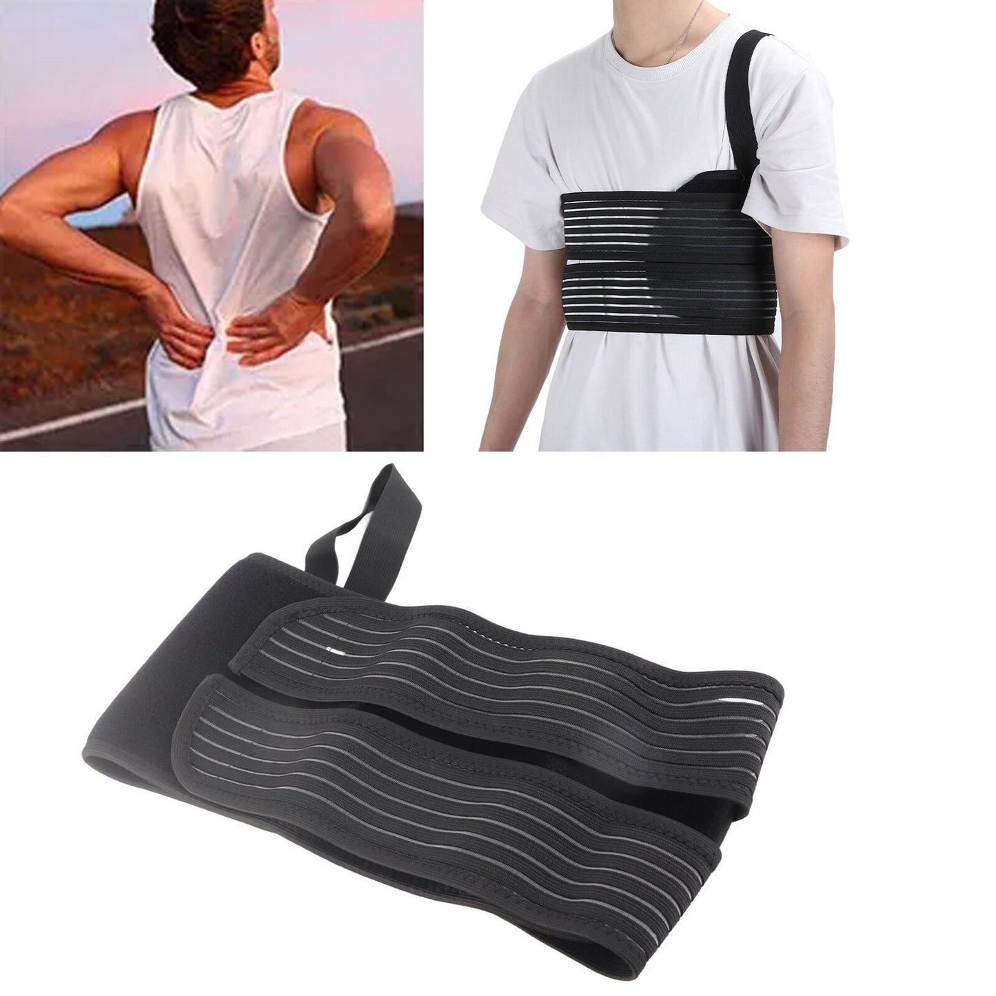 new (L)Adjustable Broken Rib Brace Elastic Chest Wrap Belt Unisex Men Women HGF koeek - KOEEK