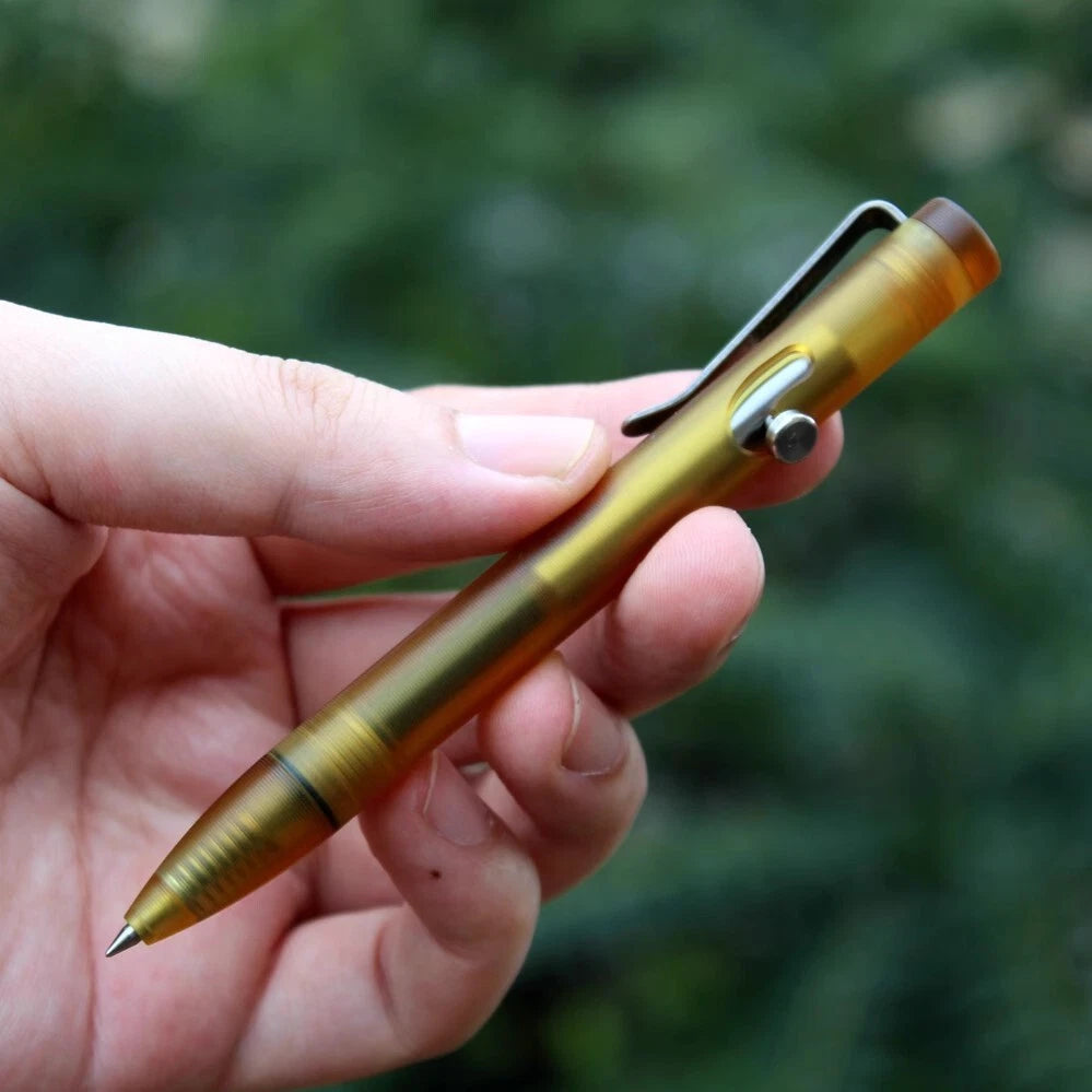 1 Piece ULTEM Made Bolt Pen with Titanium Pocket Clip Wring Pen Short Version 07FC0E-D4 - KOEEK