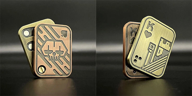 EDC Fidget Stress Relief Toy Skull Poker Style Push Slider Metal Fidget Spinner 07FC0E-D4 - KOEEK