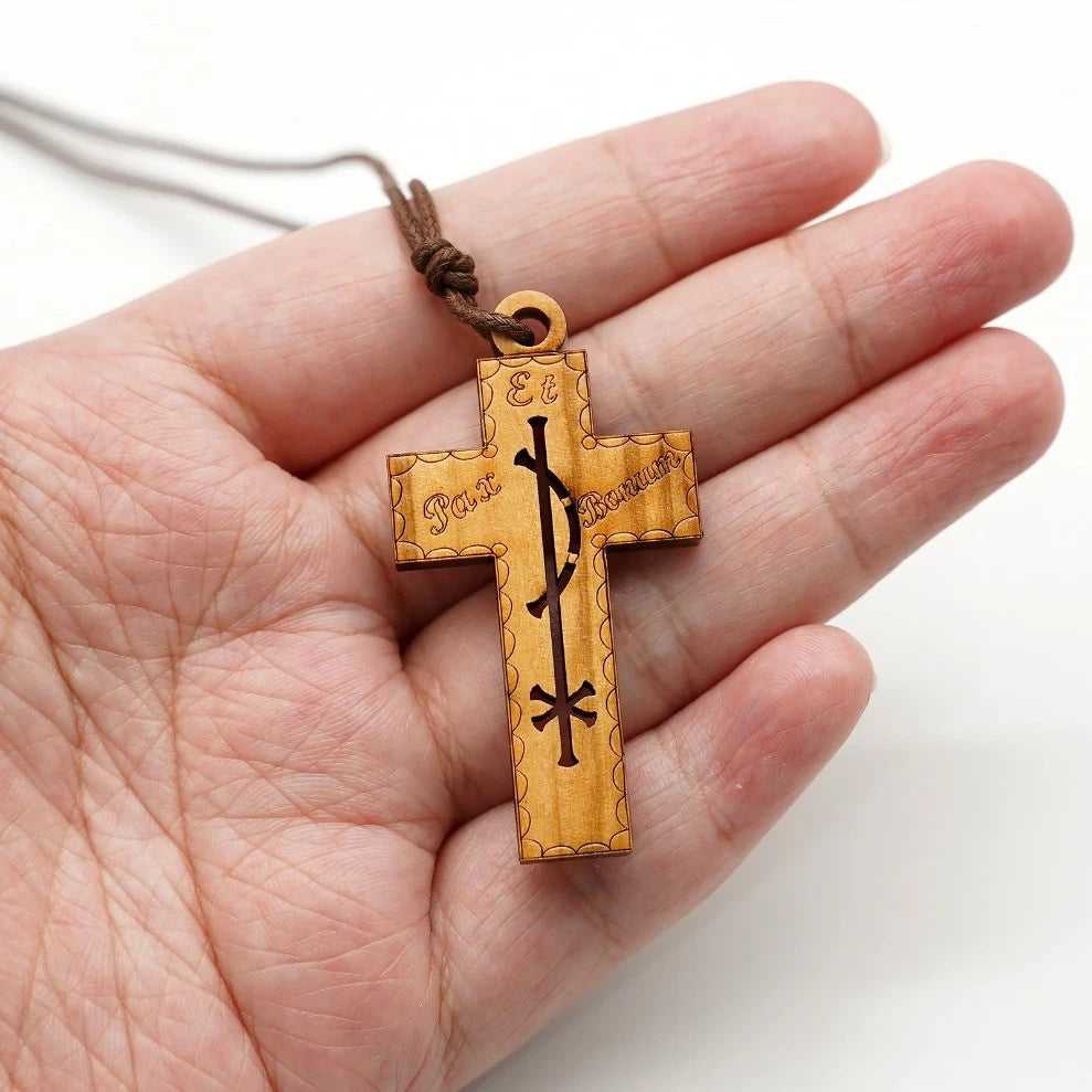 Italian Hand Carved Olive Wood Cross - For Pendant - Handicraft jewelry 07FC0E-D4 - KOEEK