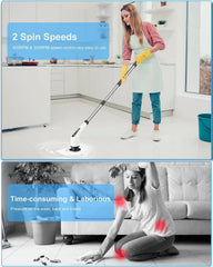 Electric rotary scrubber with 8 rechargeable cleaning brushes 07FC0E-D4 - KOEEK