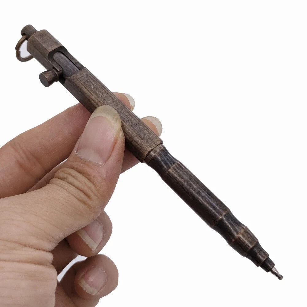 Solid Brass Bolt Action Pen Pocket EDC Signature Ballpoint collectible Gel Pen 07FC0E-D4 - KOEEK