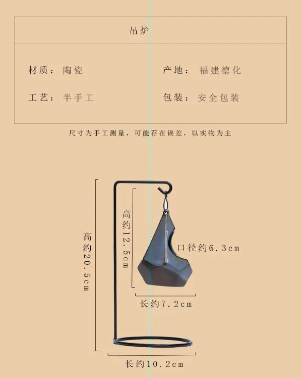 Hanging Ceramic Incense Burner Indoor Home Decor Zen Iron Art Aromatherapy 07FC0E-D4 - KOEEK