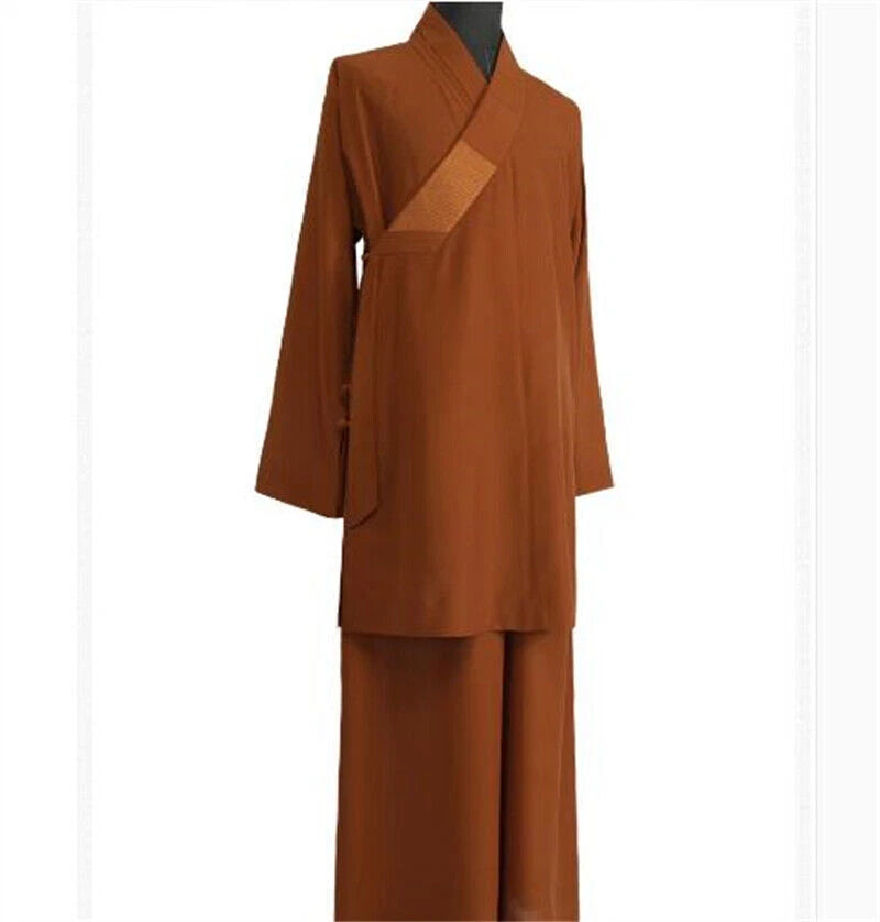 Buddhist Shaolin Monk Robe Linen Kung Fu Suit Meditation Uniforms Full Set 07FC0E-D4 - KOEEK