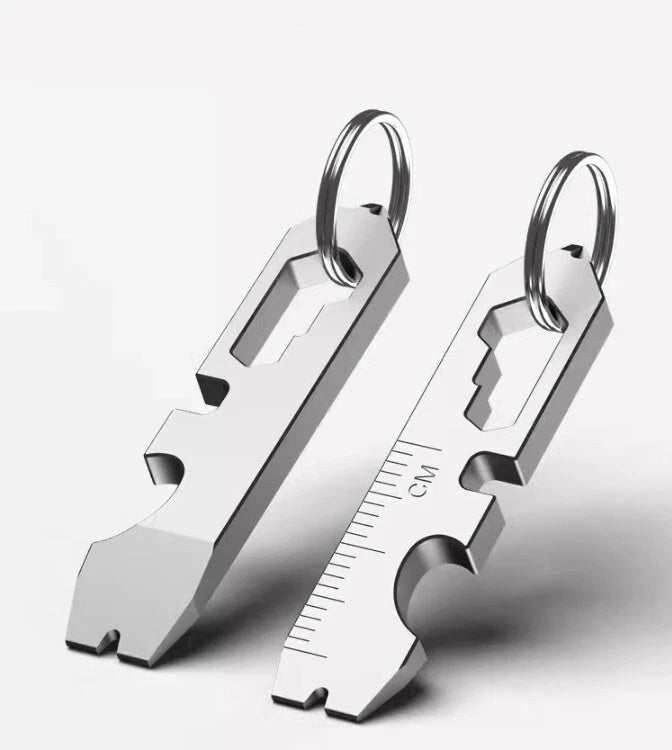 Outdoor Titanium Keychain Pry Bar Crowbar Opener Ruler Wrench Multi Tools EDC 07FC0E-D4 - KOEEK
