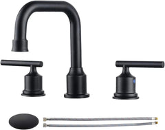 Two-Handle Widespread 8-Inch Bathroom Faucet Black 360 Degree Swivel 07FC0E-D4 - KOEEK