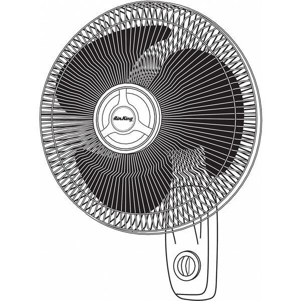 new Air King 9012 Wall Mount Fan, 12 In Oscillating, 3 Speeds, 120Vac, White Air King - KOEEK