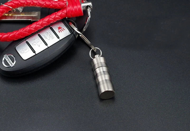 Titanium Waterproof Pill Box Organizer Container Case Storage Tank EDC Key chain 07FC0E-D4 - KOEEK