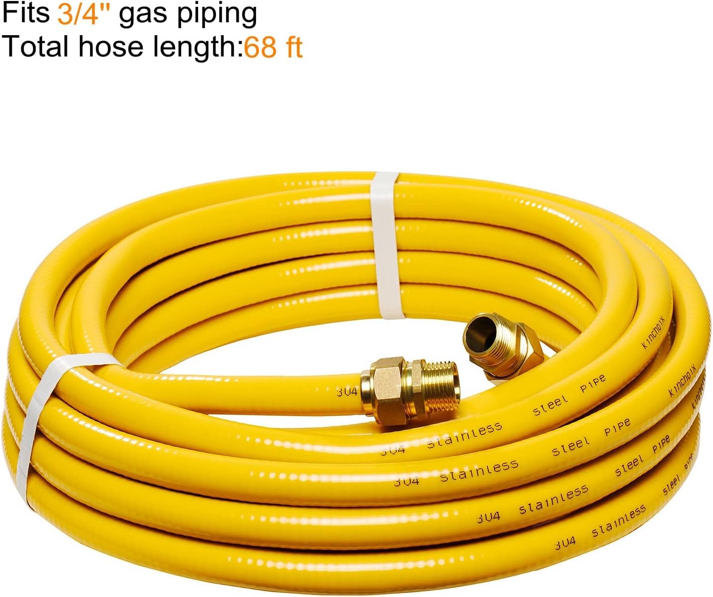 new 70ft 3/4'' Gas Line CSST Flexible Stainless Steel 70 ft - 3/4", Yellow 07FC0E-D4 - KOEEK