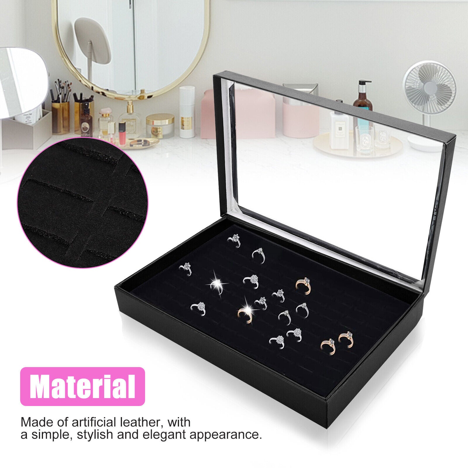 100 Slots Jewelry Ring Display Organizer Tray Holder Earrings Storage Boxes Case koeek - KOEEK