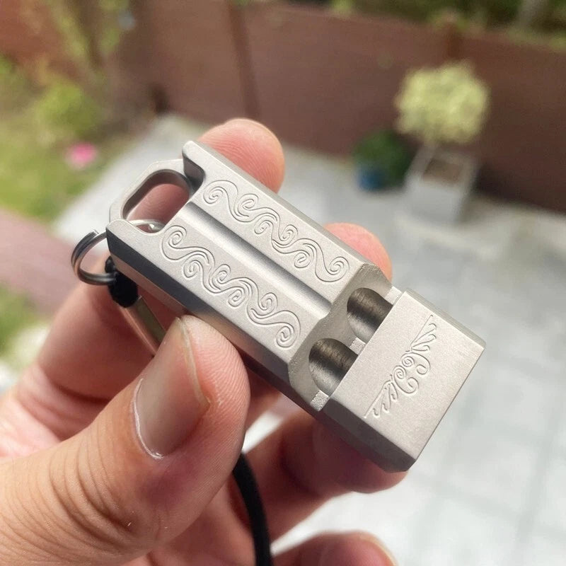 EDC TC4 Titanium Lightweight Keychain Safe Whistle Outdoor Survival Whistle Tool 07FC0E-D4 - KOEEK