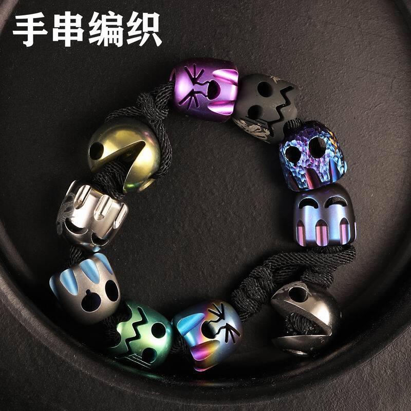 Titan Alloy Paracord Bead Knife Pendant EDC DIY Accessories Pacman Laugh 07FC0E-D4 - KOEEK