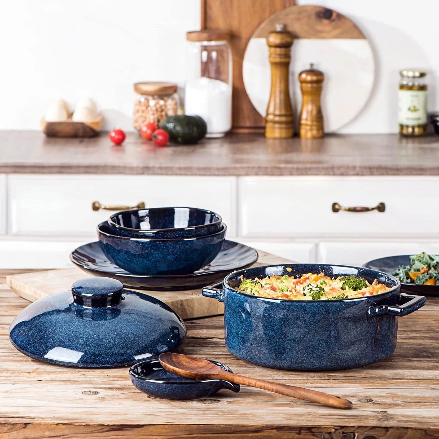 Casserole (with lid) - Ceramic lasagna dish (2-quart deep round baking dish) 07FC0E-D4 - KOEEK