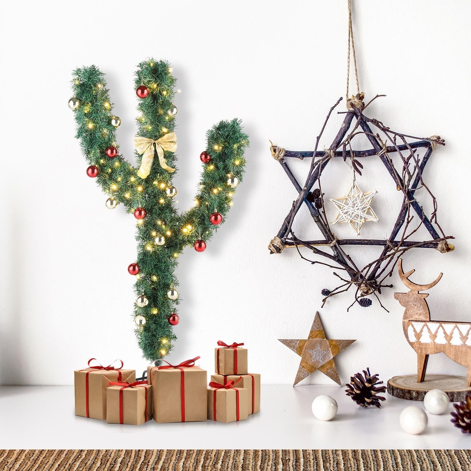 5FT Cactus Shape Christmas Tree With 110 Changing LED lights 8 Modes 07FC0E-D4 - KOEEK