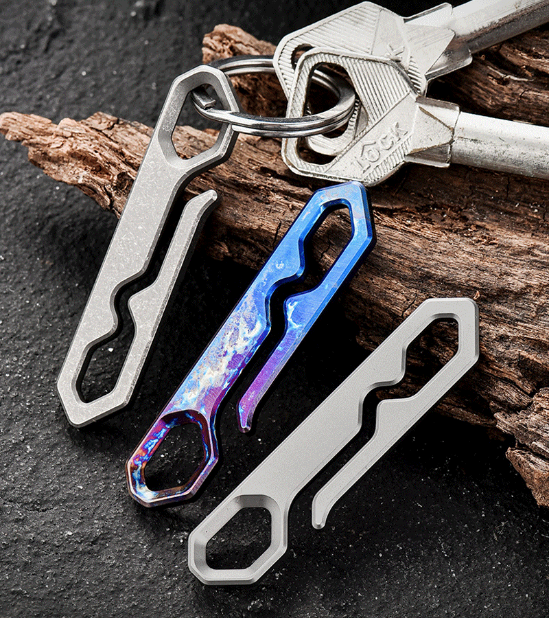 Titanium Creative Keychains Belt Hanging Simple Keyring Pendant EDC Multi-Tools 07FC0E-D4 - KOEEK