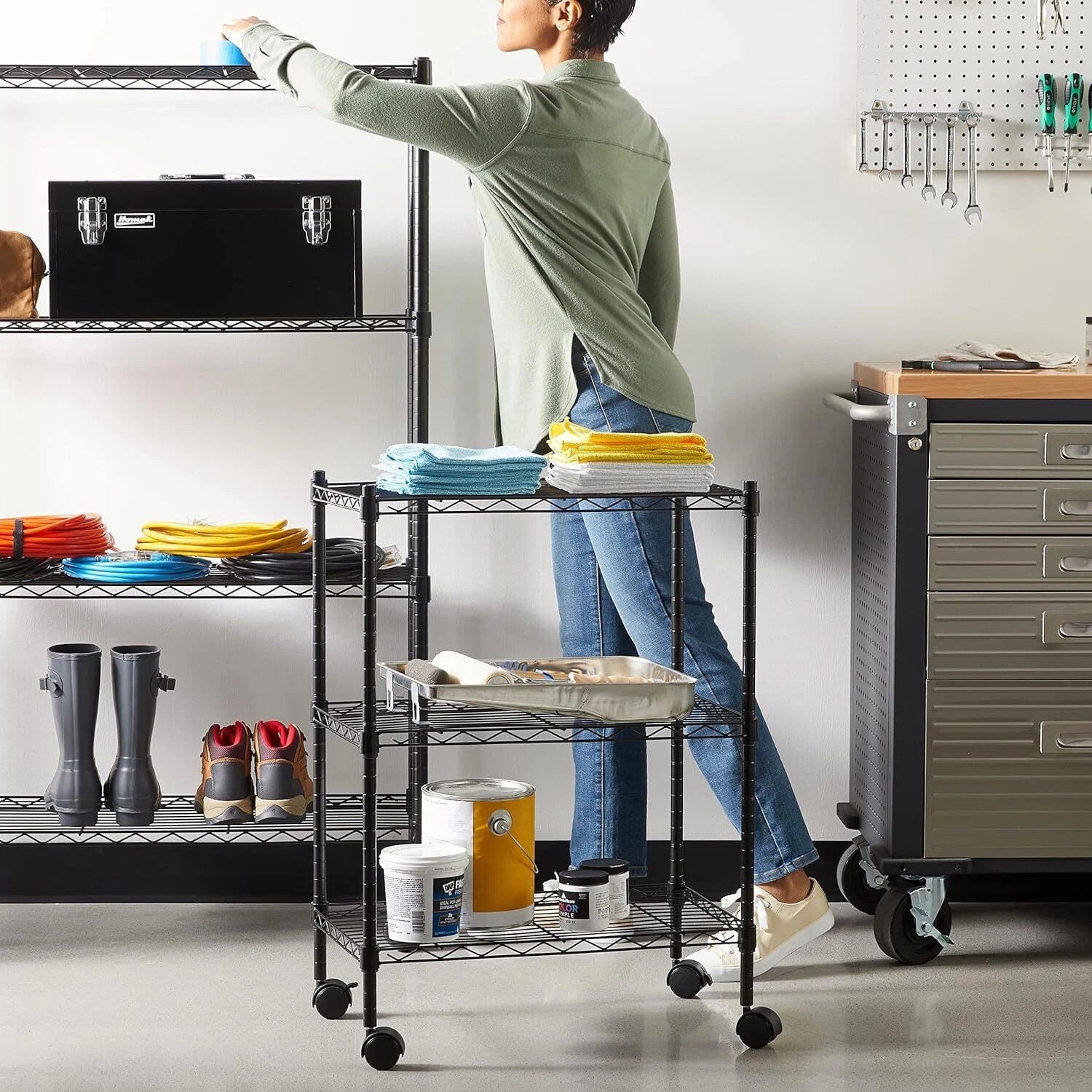 3 Tier Adjustable Heavy Duty Storage Rack, Metal Storage Wire Racks 07FC0E-D4 - KOEEK