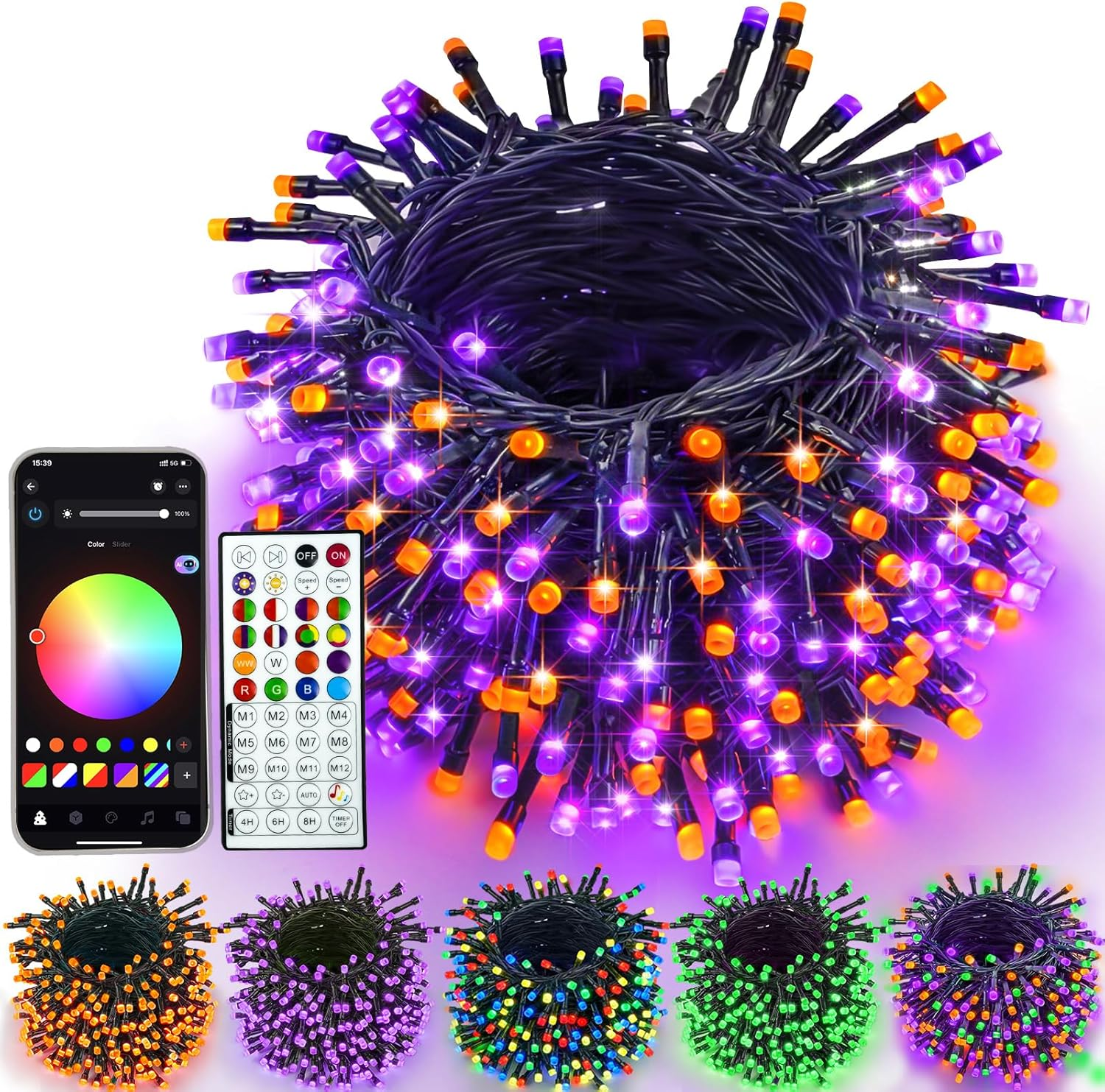 Smart Color Changing Halloween Lights, 66 FT 200 LED RGB Christmas String Lights 07FC0E-D4 - KOEEK