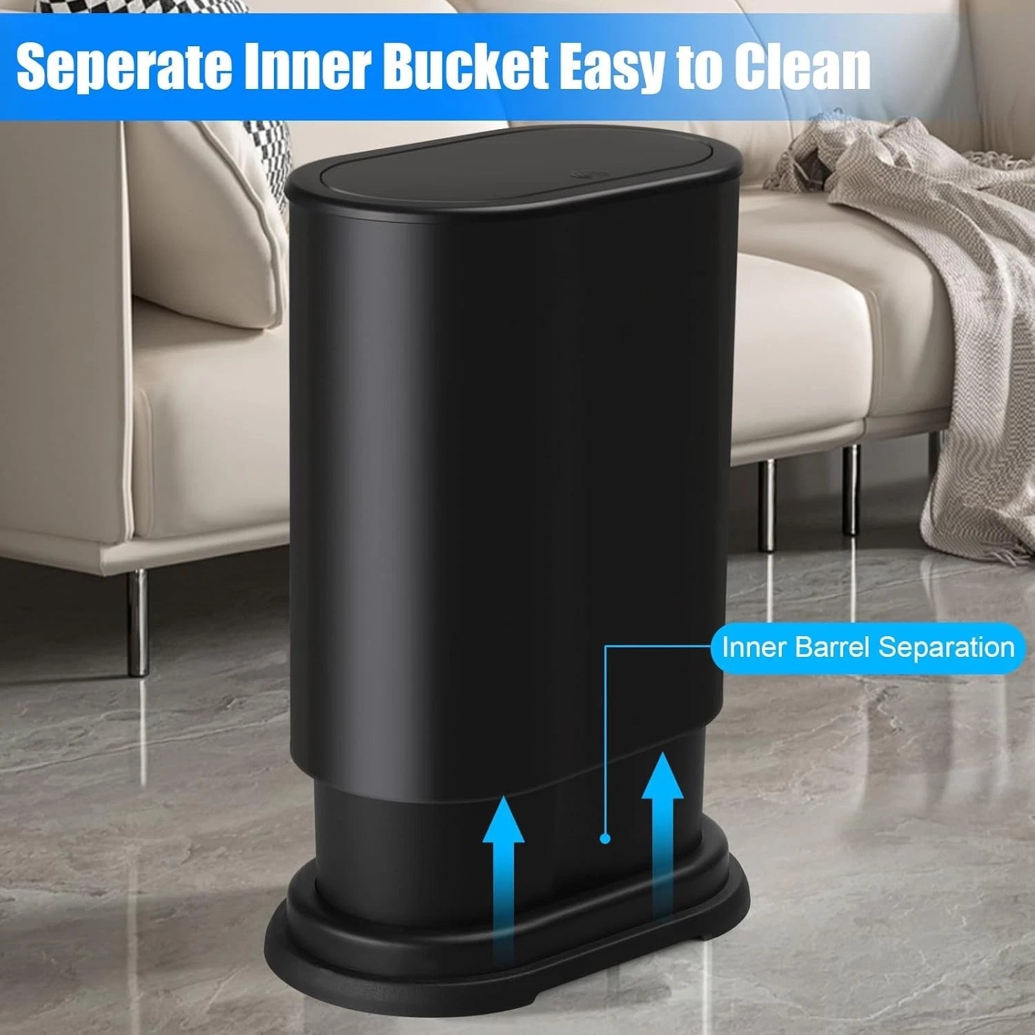 Stainless steel bathroom trash can 1.8 gallon small trash can 07FC0E-D4 - KOEEK