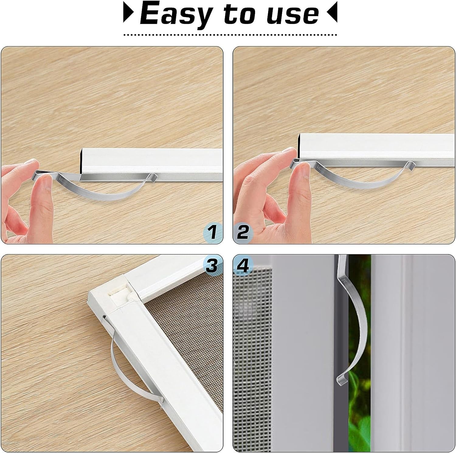 new 50 Pcs Window Screen Tension Spring, Durable Corner Mount Flat Silver 07FC0E-D4 - KOEEK
