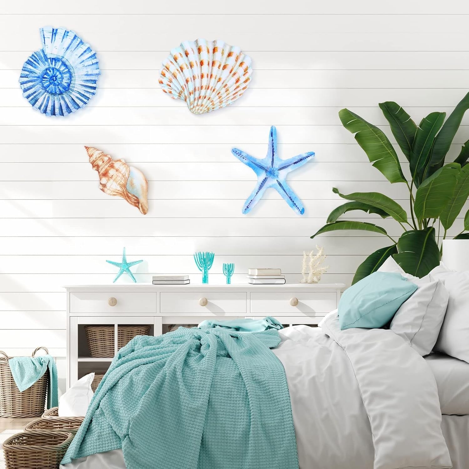 new Yookeer 4 Pcs Beach Wall Decor Seashell Starfish Large, As Pictures Shown YOOKEER - KOEEK