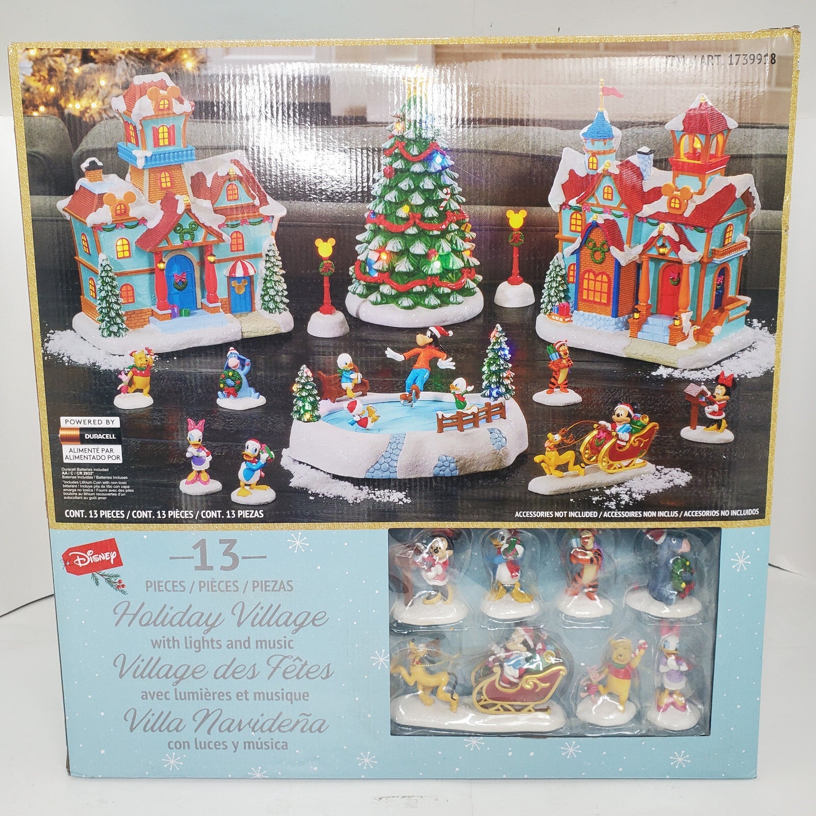 Disney Holiday Christmas Village 13-piece Set Ice Skating Rink Lights Music DISNEY - KOEEK