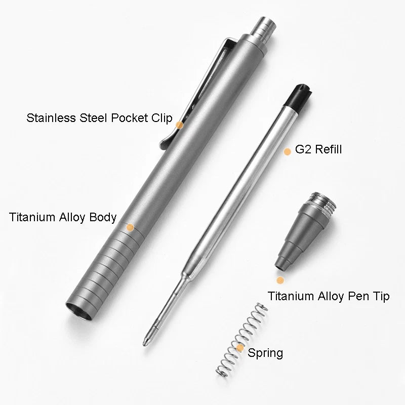 EDC Titanium Alloy Pocket Ball Pen Signature Working Tactical Pen w 5pcs Refills 07FC0E-D4 - KOEEK