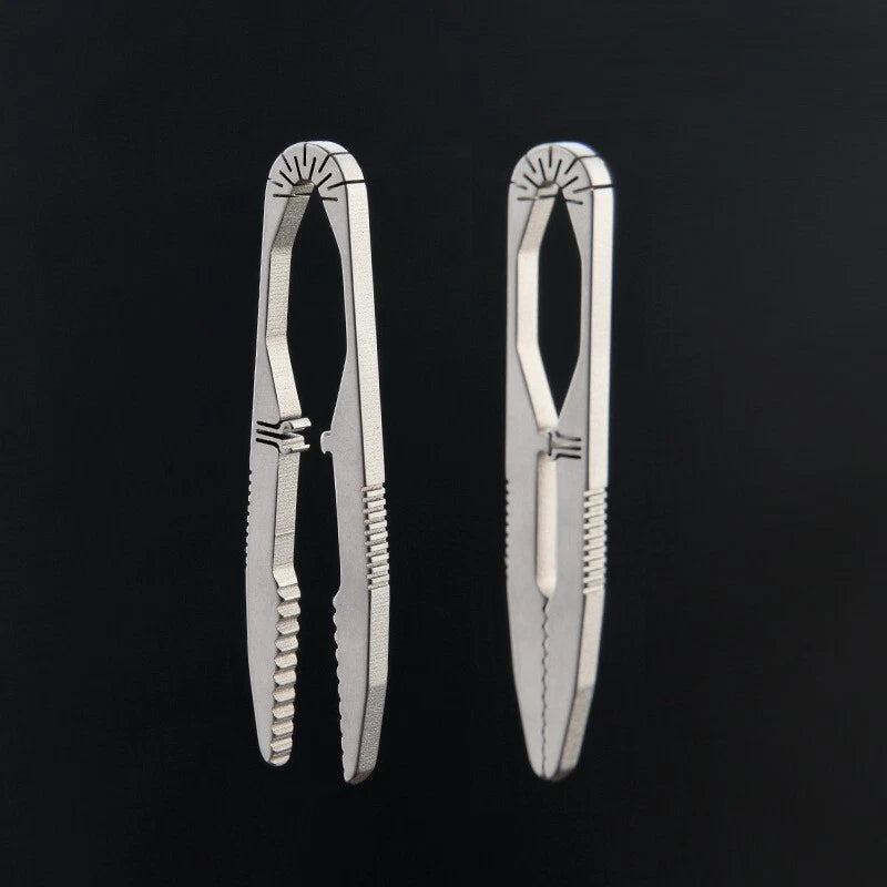 Titanium Snap Tweezers Flat Head Clip Portable Outdoor Keychain Small EDC Tool 07FC0E-D4 - KOEEK