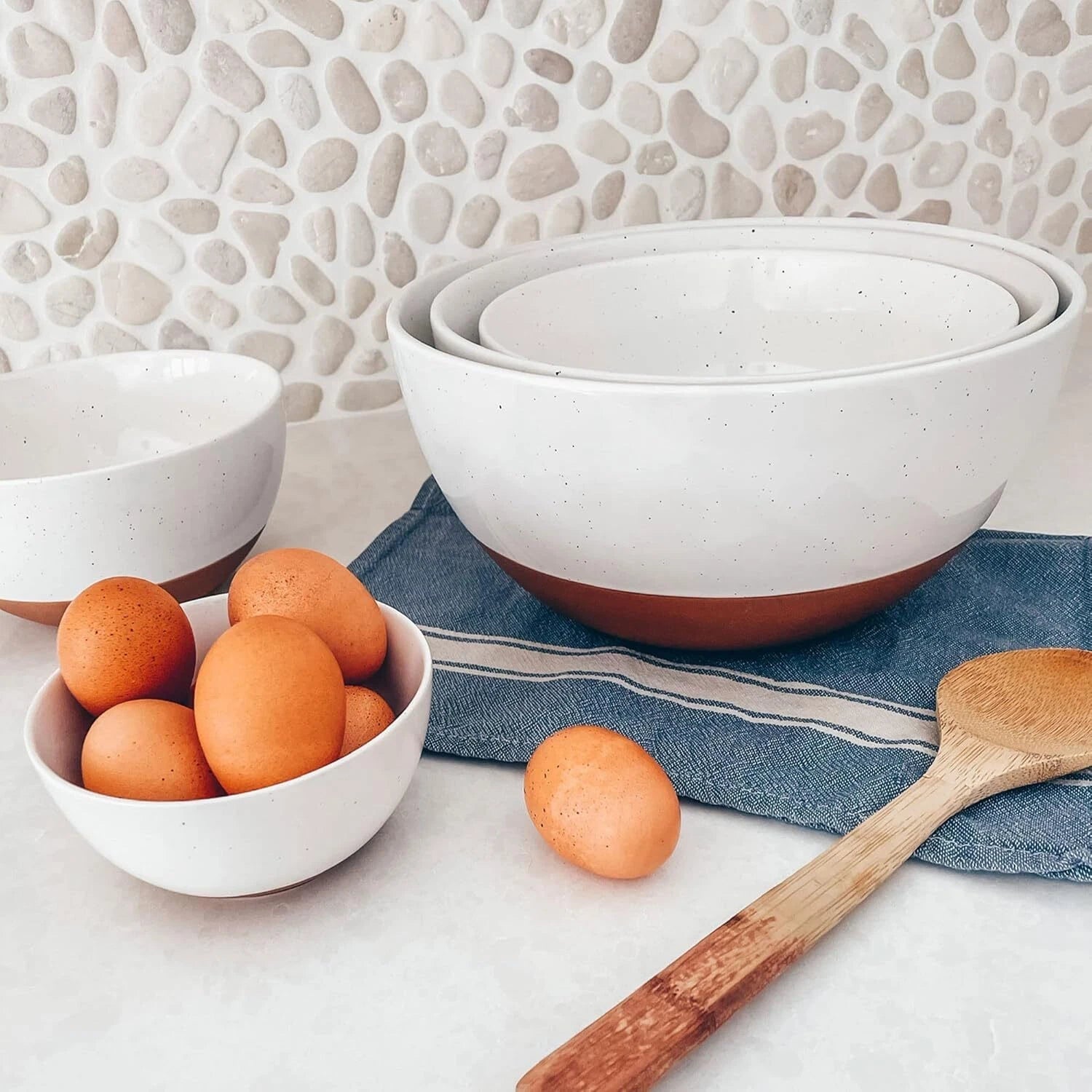 Ceramic Large Mixing Bowls Set of 2 Nesting Bowls Extra Large 2.5 and 1.6 Quart 07FC0E-D4 - KOEEK