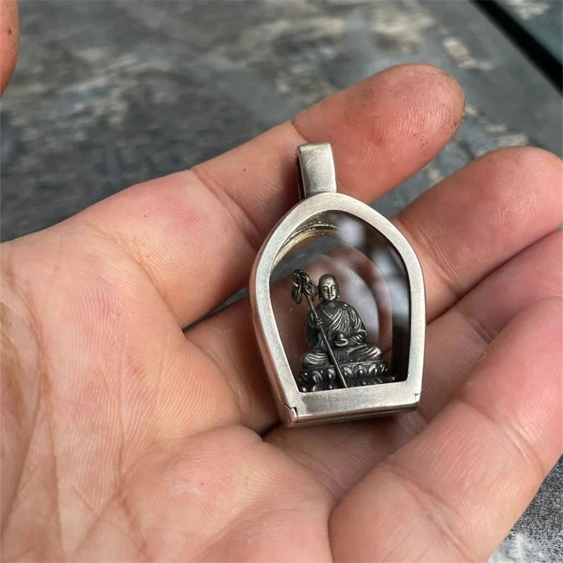 Buddha Statue Protector Amulet Gawu Box Ksitigarbha Pendant Amulet Necklace 07FC0E-D4 - KOEEK
