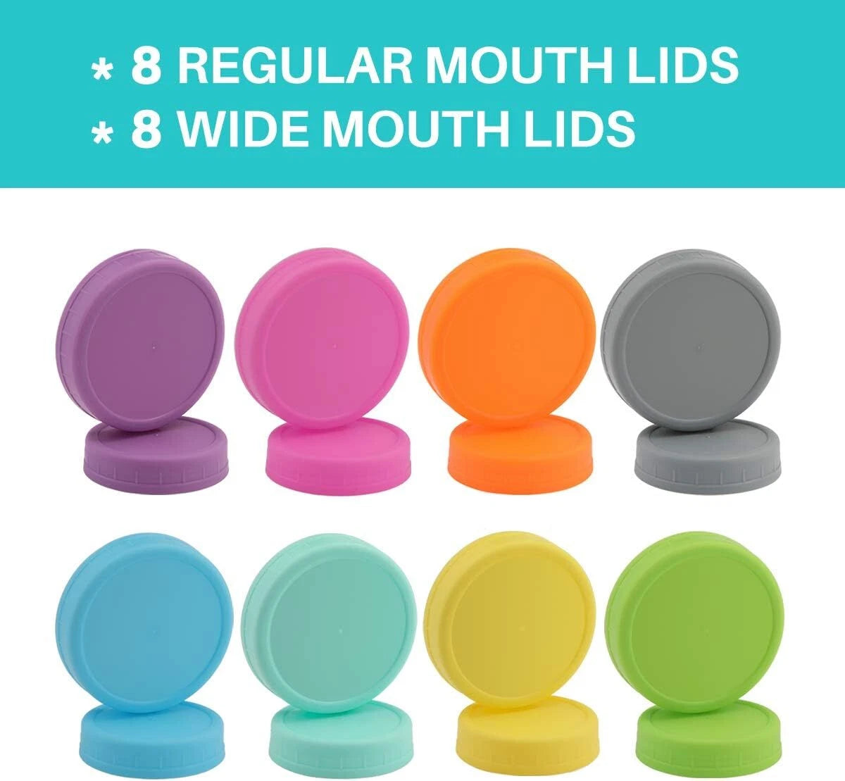 [16 Pack] Colored Plastic Mason Jar Lids Fits Ball, Kerr & More 07FC0E-D4 - KOEEK