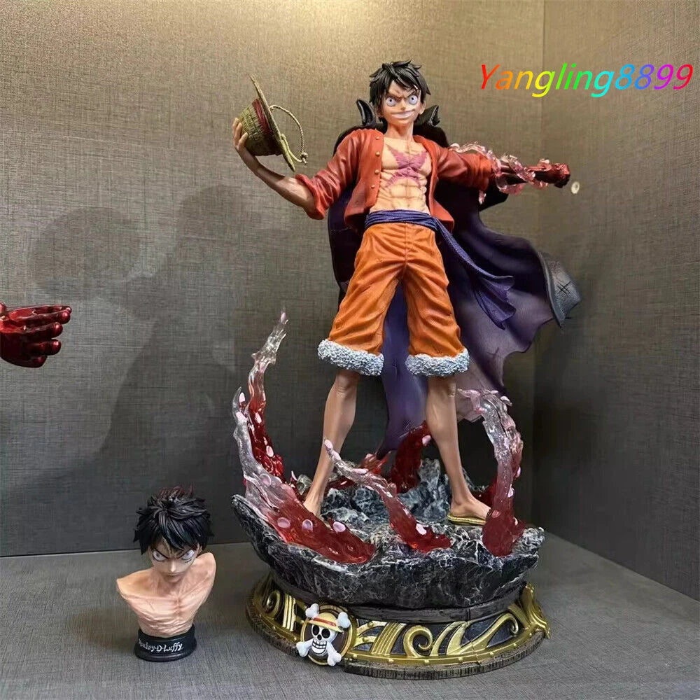 Anime Toy Monkey D. Luffy GK PVC Statue Model Figure w/ 2 Heads Fan Collect 40cm 07FC0E-D4 - KOEEK