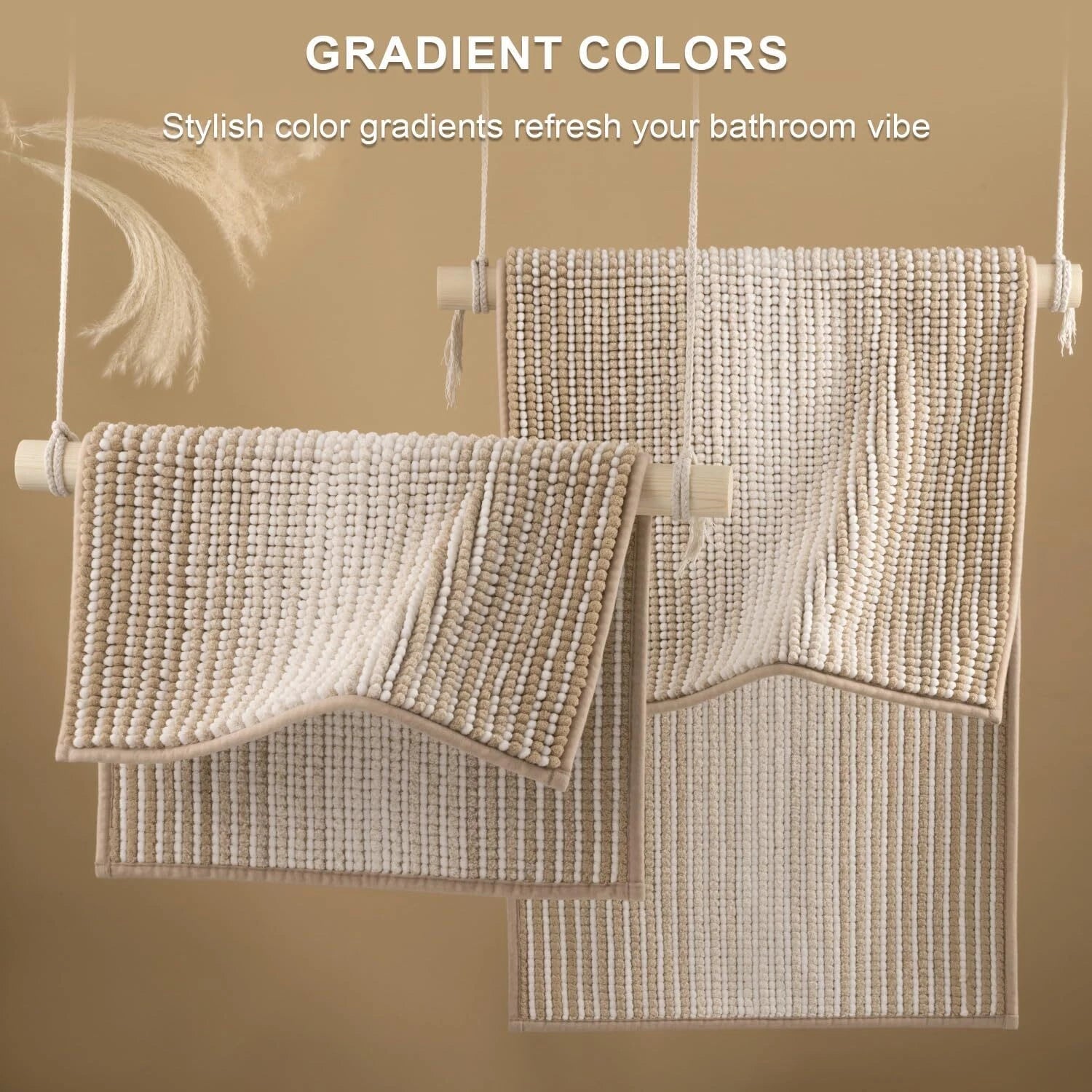 Rugs and Mats Sets, 2 Piece Thick Absorbent Chenille, Non Slip, Soft Shaggy 07FC0E-D4 - KOEEK
