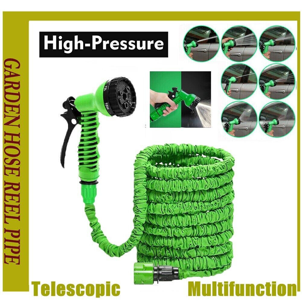 100 FT 100 Feet Expandable Flexible Outdoor Garden Water Hose Spray Nozzle