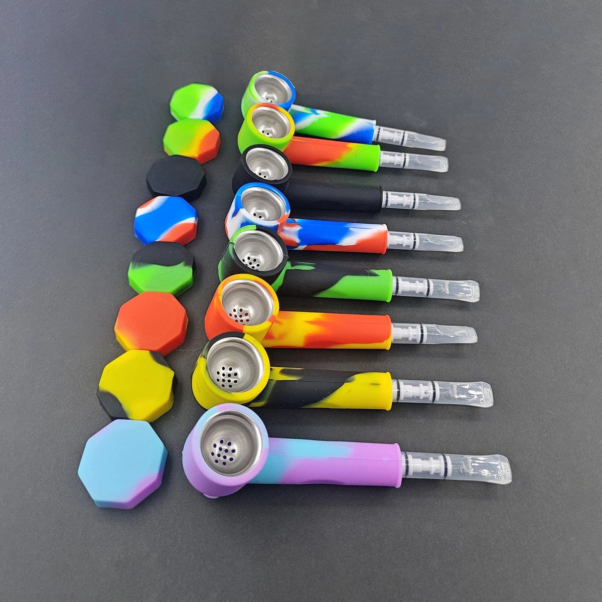 Style Silicone Hand Tobacciana Pipe with Cap Bowl Herb Cigarette Filter Gift 07FC0E-D4 - KOEEK