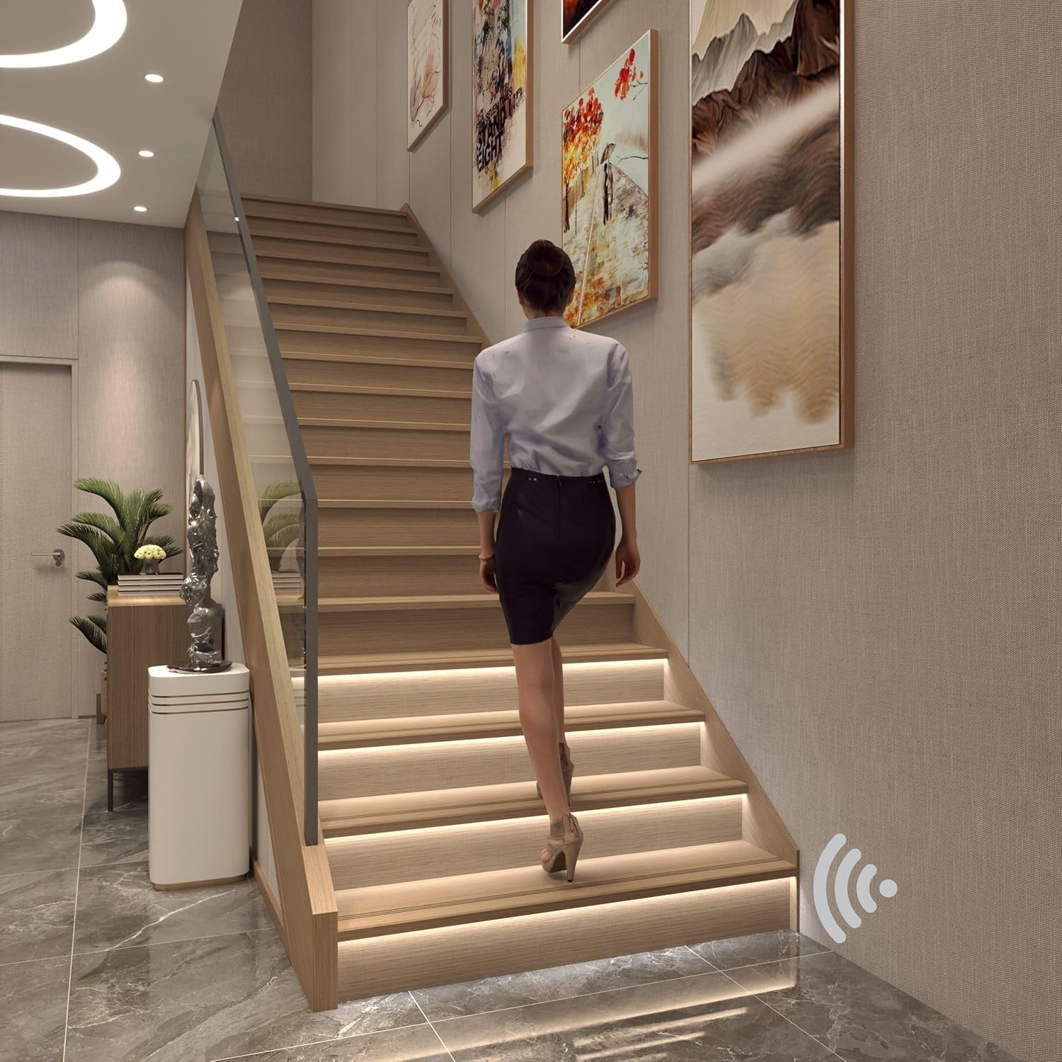 new Stair Lights Motion Sensor Indoor, Led 40inch 16 Step lights, White 6000K 07FC0E-D4 - KOEEK