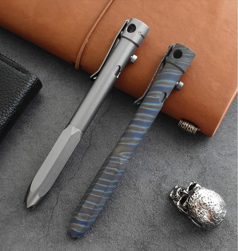 EDC Titanium Ballpoint Pen Signature Writing Pen Multifunction with Lanyard 07FC0E-D4 - KOEEK