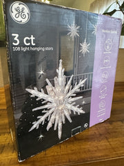3 CT GE Christmas 3D Hanging Star 108  Light Decoration 14” Indoor Outdoor GE - KOEEK