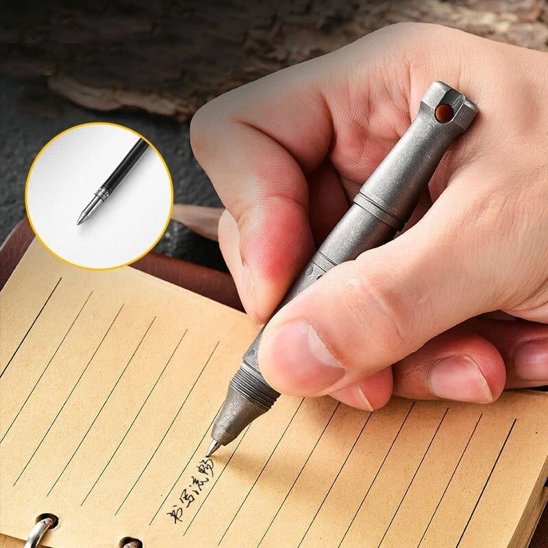 Mini Titanium Alloy Ballpoint Pen Signature Writing Pen Outdoor Keychain Pen EDC 07FC0E-D4 - KOEEK