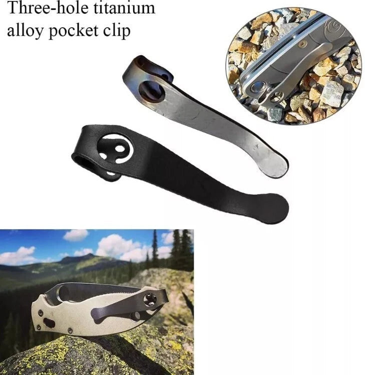 EDC2pcs Titanium Deep Carry Pocket Clip For Spyderco Para 2, 3 Endura 4 and More 07FC0E-D4 - KOEEK