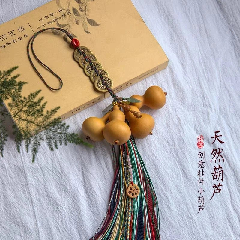 Feng Shui Gourd Pendant with Five Emperor Coins for Home Car Office Decor 07FC0E-D4 - KOEEK