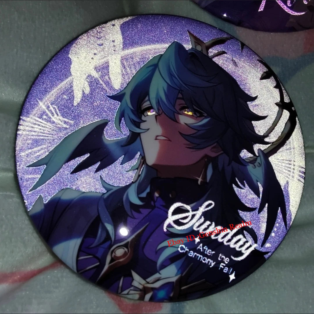 2Pcs/Set Anime Honkai: Star Rail Robin/Sunday Badge Light Reflection Pin Gift 07FC0E-D4 - KOEEK