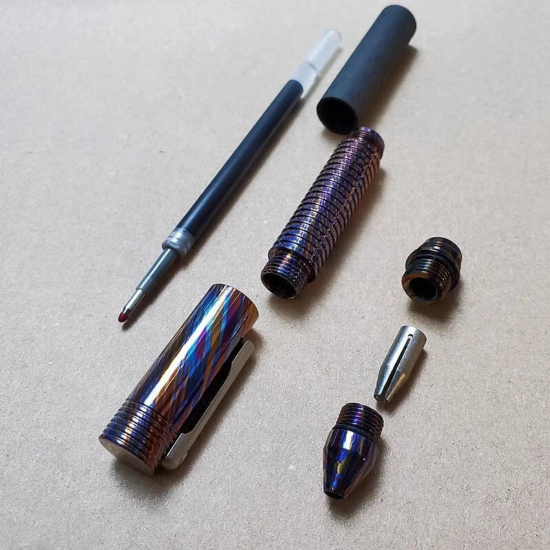 Titanium Damascus+Carbon Fiber Ball Point Pen Ballpoint Broken Window Tool Pen 07FC0E-D4 - KOEEK