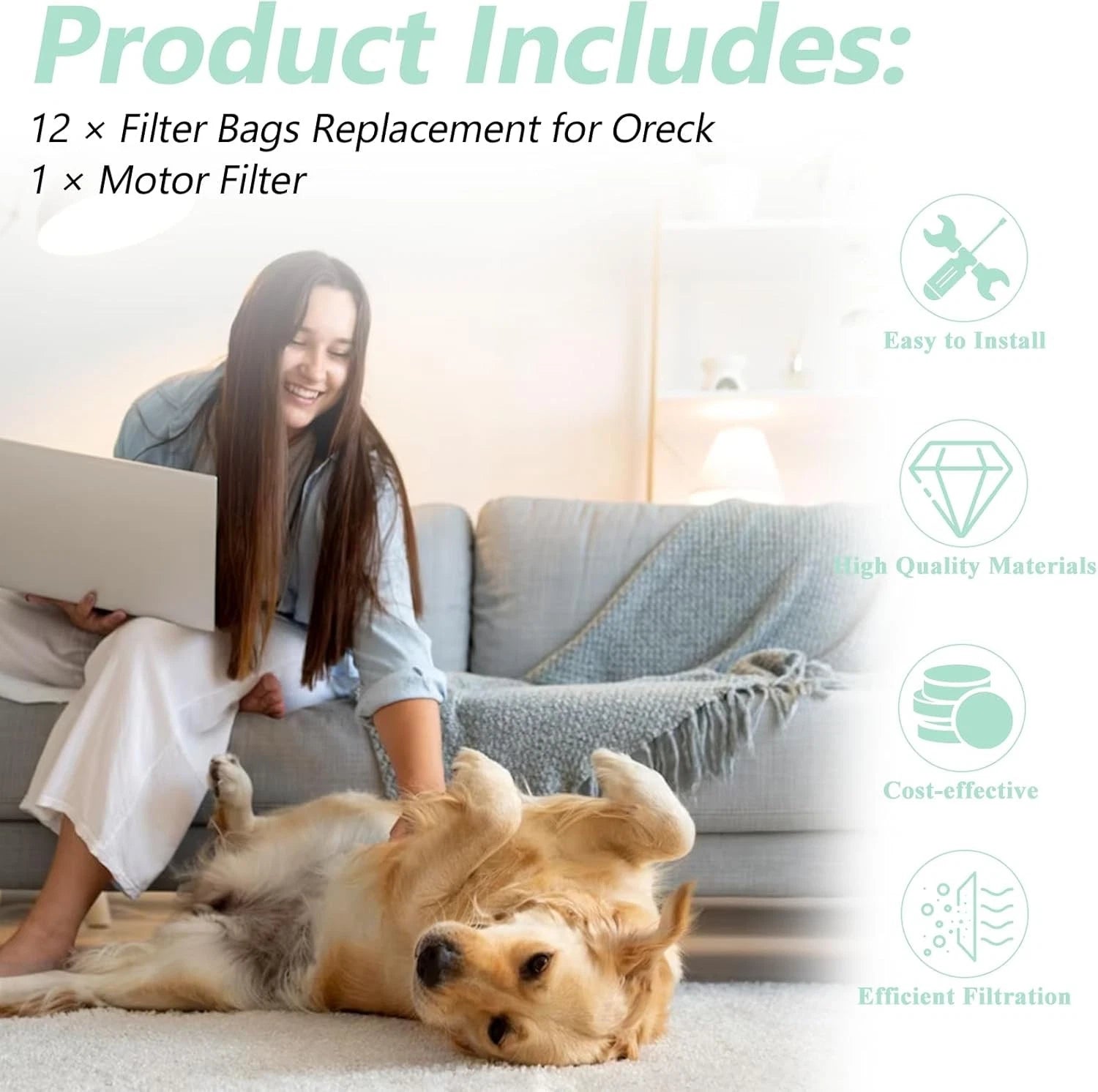 12-piece vacuum cleaner dust bag set, replacement part number 07FC0E-D4 - KOEEK