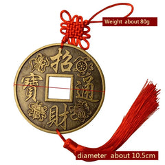 10.5cm Chinese Vintage Luck Wealth Fengshui Copper Coins Amulet Metal Pendant 07FC0E-D4 - KOEEK