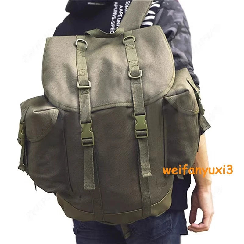 German Army Mountain Rucksack Canvas Green Bag Backpack Pouch Outdoor Packsack 07FC0E-D4 - KOEEK